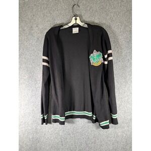 Harry Potter Slytherin Cardigan Womens Size S Black Green Knit Sweater